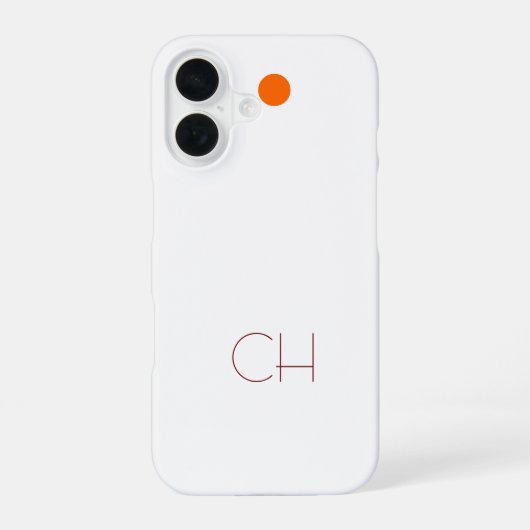 Coque iPhone 16 Monogramme blanc cercle orange (Verso)