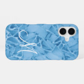 Coque iPhone 16 Monogramme bleu (Verso Horizontal)