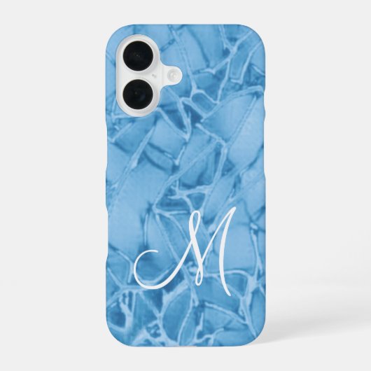 Coque iPhone 16 Monogramme bleu (Verso)