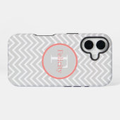 Coque iPhone 16 Monogramme Chevron Corail (Verso Horizontal)