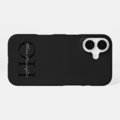 Coque iPhone 16 Monogramme classique moderne noir et blanc (Verso Horizontal)
