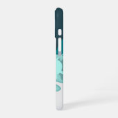 Coque iPhone 16 Monogramme d'art abstrait de requin cool (Côté gauche)