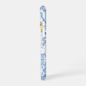 Coque iPhone 16 Monogramme de citron, carreau bleu (Côté gauche)