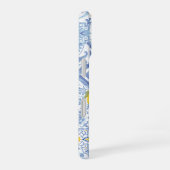 Coque iPhone 16 Monogramme de citron, carreau bleu (Côté droit)
