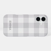 Coque iPhone 16 Monogramme de contrôle de buffle gris rustique (Verso Horizontal)