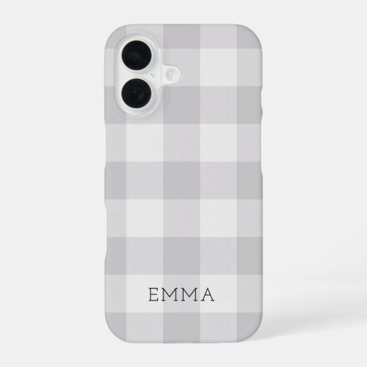 Coque iPhone 16 Monogramme de contrôle de buffle gris rustique (Verso)