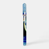 Coque iPhone 16 Monogramme de géode d'agate indigo chic (Côté gauche)