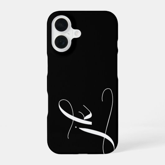 Coque iPhone 16 Monogramme de nom de script noir et blanc moderne (Verso)