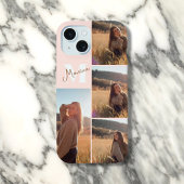Coque iPhone 16 Monogramme de nom écriture girly 4 Photo Rose Blus