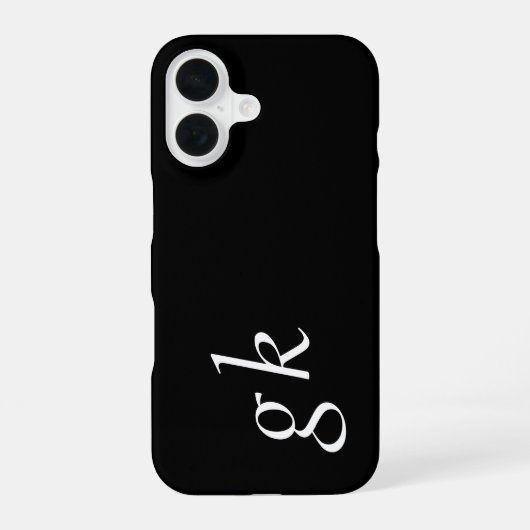 Coque iPhone 16 Monogramme de nom noir et blanc moderne (Verso)