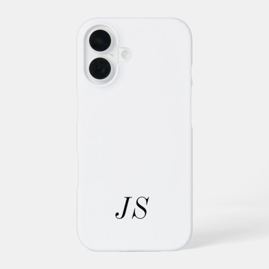 Coque iPhone 16 Monogramme de nom noir et blanc moderne (Verso)