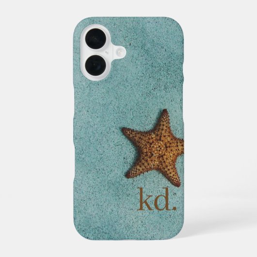 Coque iPhone 16 Monogramme de plage de Starfish (Verso)