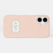 Coque iPhone 16 Monogramme de points élégants rose et or (Verso Horizontal)