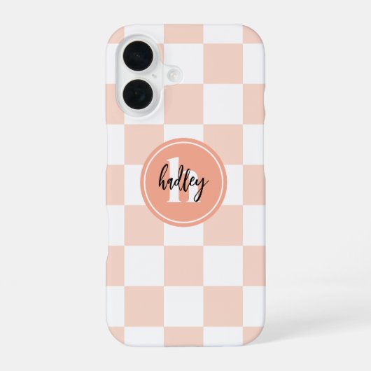 Coque iPhone 16 Monogramme de vérification rétrographique de la pl (Verso)