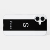 Coque iPhone 16 Monogramme deux tons moderne noir et blanc (Verso Horizontal)