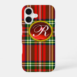 COQUE iPhone 16 MONOGRAMME ÉCOSSAIS DU TARTAN ET DE LA ROUGE EN PI
