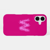 Coque iPhone 16 Monogramme effrayant rose sur rose (Verso Horizontal)