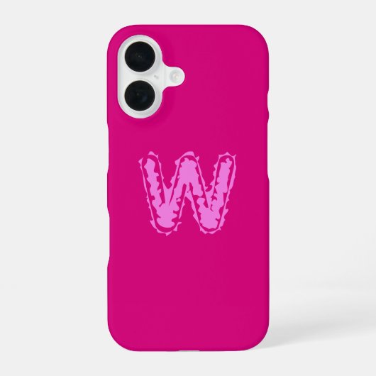 Coque iPhone 16 Monogramme effrayant rose sur rose (Verso)