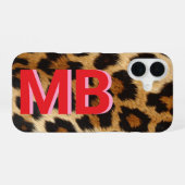 Coque iPhone 16 Monogramme Empreinte de léopard (Verso Horizontal)