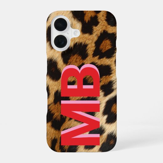 Coque iPhone 16 Monogramme Empreinte de léopard (Verso)