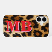 Coque iPhone 16 Monogramme Empreinte de léopard (Verso Horizontal)