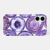Coque iPhone 16 Monogramme en agate violette (Verso Horizontal)
