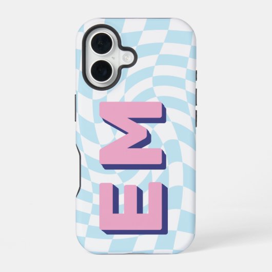 Coque iPhone 16 Monogramme esthétique du tableau de contrôle rétro (Verso)
