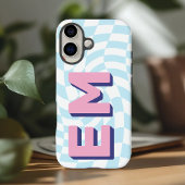 Coque iPhone 16 Monogramme esthétique du tableau de contrôle rétro
