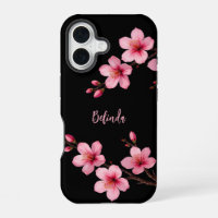 Monogramme Fleur de Cerisier Rose Aquarelle