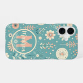Coque iPhone 16 Monogramme Fleurs lunaires (Verso Horizontal)