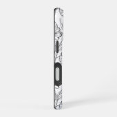 Coque iPhone 16 Monogramme floral noir et blanc moderne (Côté droit)