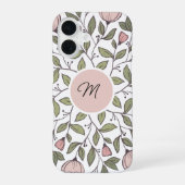 Coque iPhone 16 Monogramme floral sur mesure délicat (Verso)
