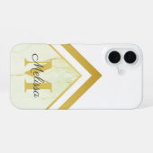Coque iPhone 16 Monogramme Géométrique Marbre Doré (Verso Horizontal)