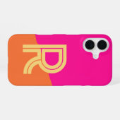 Coque iPhone 16 Monogramme Gras Rose Orange Chaud (Verso Horizontal)