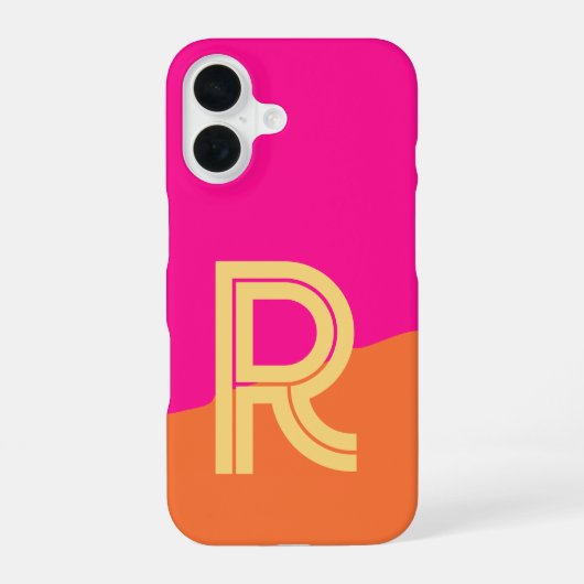 Coque iPhone 16 Monogramme Gras Rose Orange Chaud (Verso)