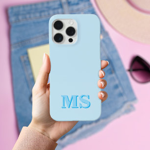 Coque iPhone 16 Monogramme initial bleu minimaliste moderne