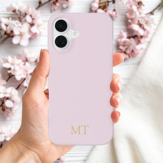Coque iPhone 16 Monogramme initial minimaliste rose moderne