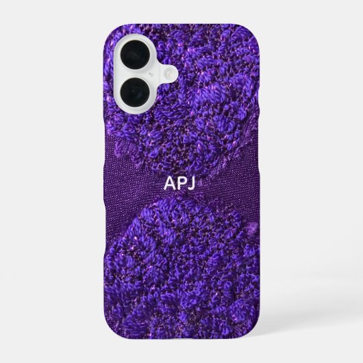 Coque iPhone 16 Monogramme Initial Violet Blanc Féminin Abstrait (Verso)