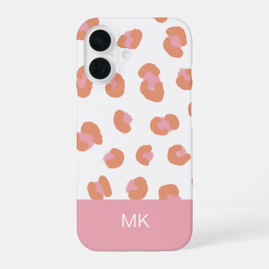 Coque iPhone 16 Monogramme initiale léopard rose tendance (Verso)