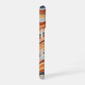Coque iPhone 16 Monogramme Initiales Bandes Rétro Vagues Bleu Oran (Côté droit)