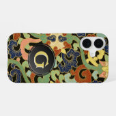 Coque iPhone 16 Monogramme Iris Flowers (Verso Horizontal)