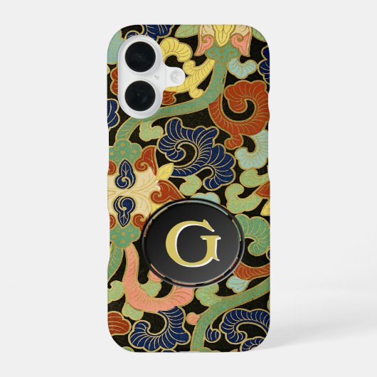 Coque iPhone 16 Monogramme Iris Flowers (Verso)