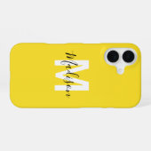 Coque iPhone 16 Monogramme jaune personnalisé (Verso Horizontal)
