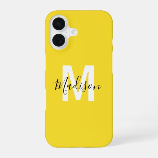 Coque iPhone 16 Monogramme jaune personnalisé (Verso)