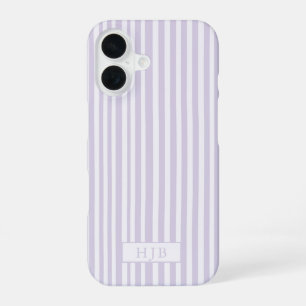 Coque iPhone 16 Monogramme jolie rayure violette Preppy pour iPhon