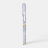 Coque iPhone 16 monogramme lignes dorées marbre blanc (Côté gauche)