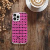 Coque iPhone 16 Monogramme moderne Fuchsia Géométrique tendance