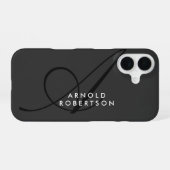 Coque iPhone 16 Monogramme Moderne Uni Gris Tendance (Verso Horizontal)