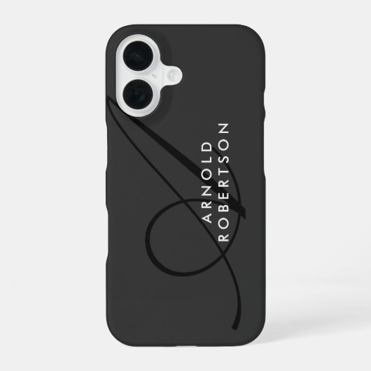 Coque iPhone 16 Monogramme Moderne Uni Gris Tendance (Verso)