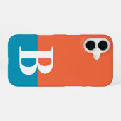 Coque iPhone 16 Monogramme Monogrammé Simple Moderne Orange Bleu (Verso Horizontal)